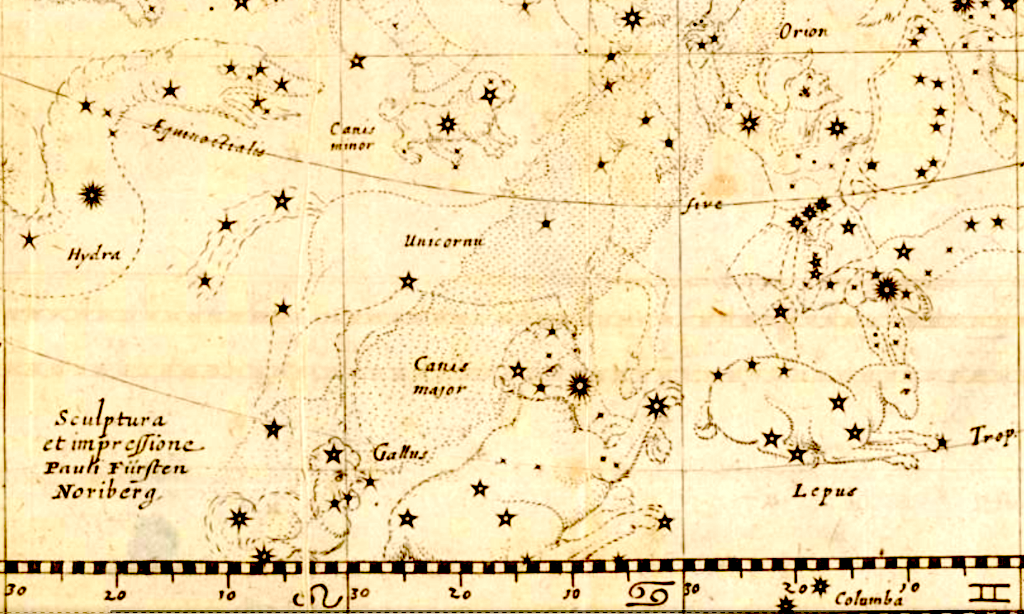 Bartsch planisphere showing Unicornu